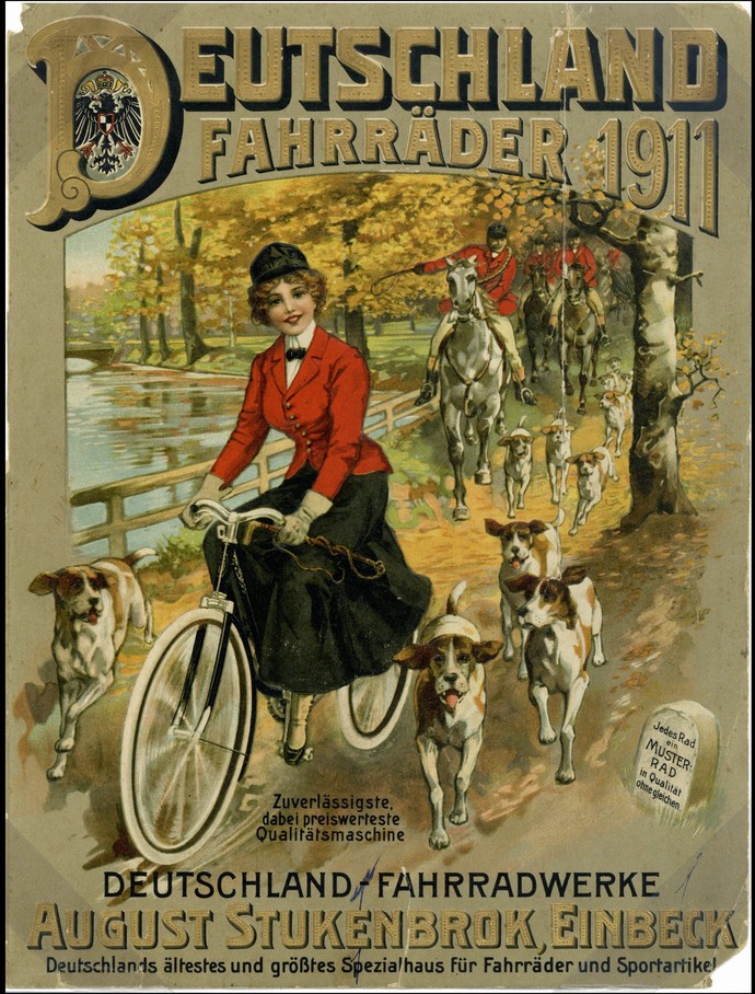 Das Titelbild der Preisliste von 1911 zeigt das Deutschland-Fahrrad