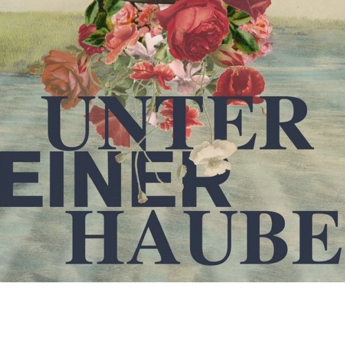 Ausschnitt aus dem fiktiven Filmplakat "Unter einer Haube" mit Titel und Blumenschmuck
