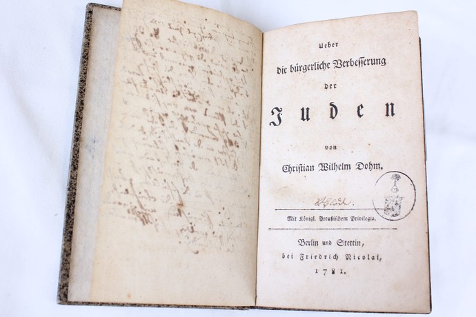 Christian Wilhelm Dohm, Über die bürgerliche Verbesserung der Juden, Berlin 1781