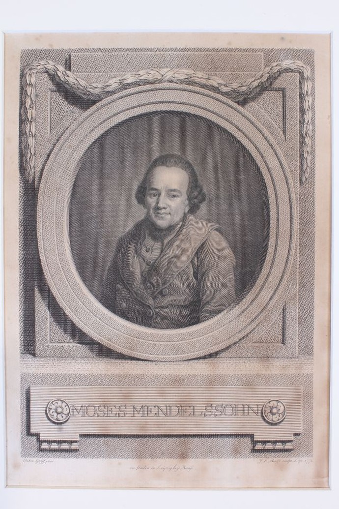 Porträt des Moses Mendelssohn, ein Kupferstich von 1772