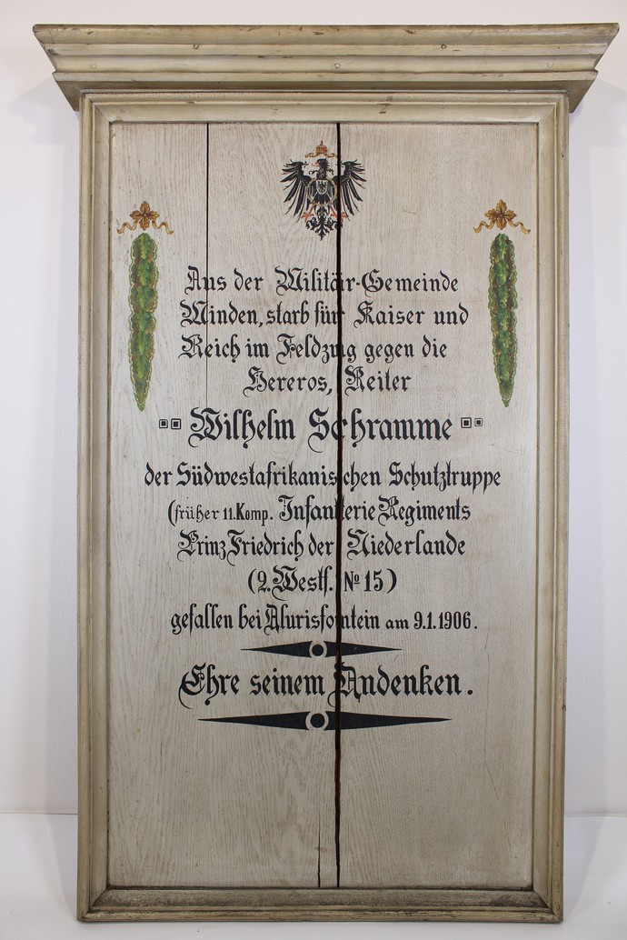 Gefallenentafel für den Reiter Wilhelm Schramme